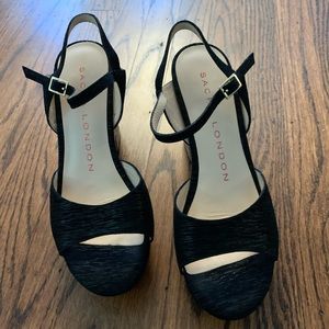 Sacha London Platform Black Sandals